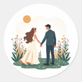 Adesivo Redondo Casal Segurando Mãos