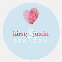 CASAL STICKER SEAL Belo coração da impressão digit