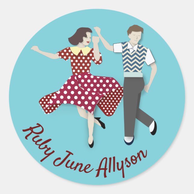 Adesivo Redondo Casal Swing Dance (Frente)