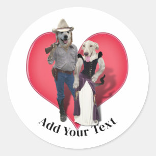 Adesivo Redondo Casal Western Cowboy Cachorro