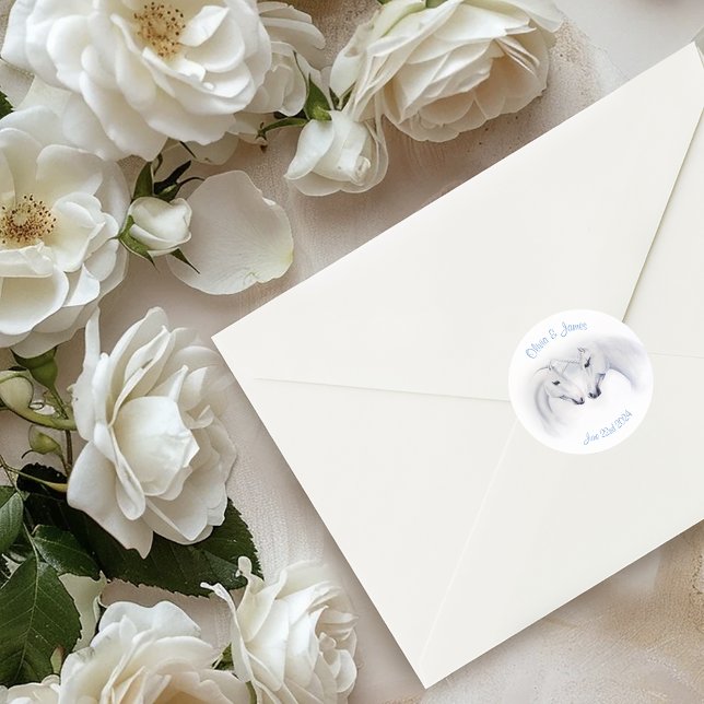 Adesivo Redondo Casal White Unicorns Love (Criador carregado)