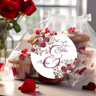 Adesivo Redondo Casamento "A Noite Antes" da Burgundy Floral Moder