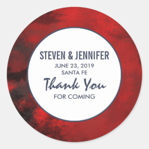 Adesivo Redondo Casamento abstrato artístico preto e vermelho