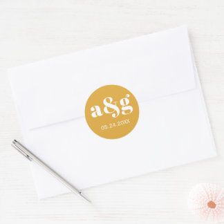 Adesivo Redondo Casamento amarelo simples, elegante, de mostarda