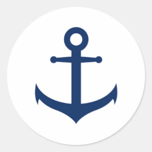 Adesivo Redondo Casamento Âncora Azul Marinho Náutico