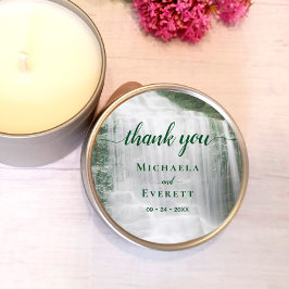 Adesivo Redondo Casamento ao ar livre com Waterfall Nature Obrigad