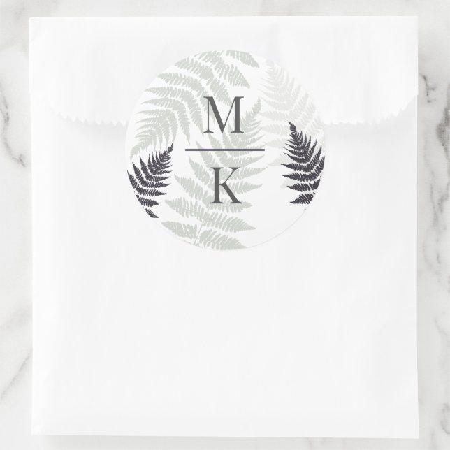 Adesivo Redondo Casamento ao ar livre do Jardim Florestal Ferns (Bolsa)