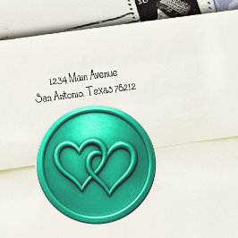 Adesivo Redondo Casamento Aqua Dois Corações Entrelaçados