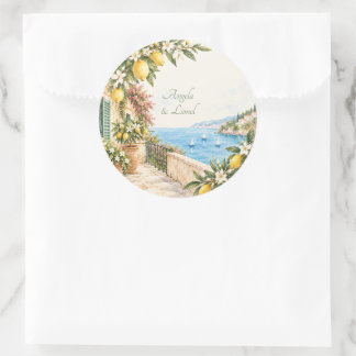 Adesivo Redondo Casamento aquarela na Costa Amalfitana Positano Li