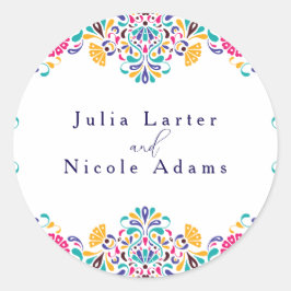 Adesivo Redondo Casamento Arco-Íris do Estilo Fiesta Mexicano Vibr