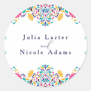 Adesivo Redondo Casamento Arco-Íris do Estilo Fiesta Mexicano Vibr