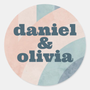 Adesivo Redondo Casamento Arco-Íris dos anos 70