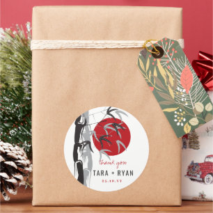 Adesivo Redondo Casamento Asiático do Jardim do Sol Oriental Zen B