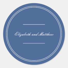 Adesivo Redondo Casamento Azul Clássico Elegante