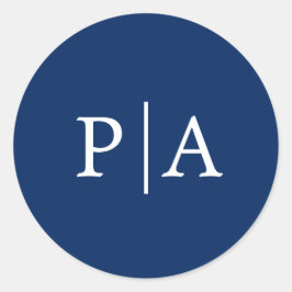 Adesivo Redondo Casamento Azul com Marinho Simples Monograma