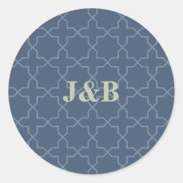 Adesivo Redondo Casamento Azul com Padrão de Trabalho de Latência