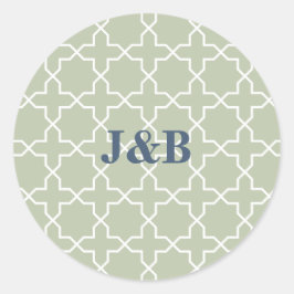 Adesivo Redondo Casamento Azul com Padrão de Trabalho de Latência