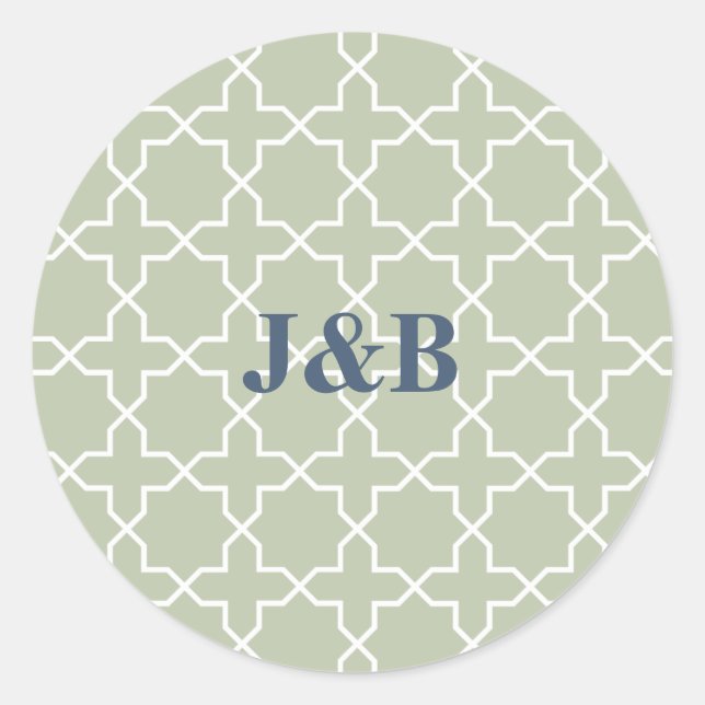 Adesivo Redondo Casamento Azul com Padrão de Trabalho de Latência (Frente)