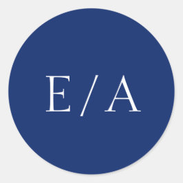 Adesivo Redondo Casamento Azul do Marinho Moderno Elegante Monogra