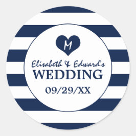 Adesivo Redondo Casamento Azul e Branco do Marinho Quic Moderno