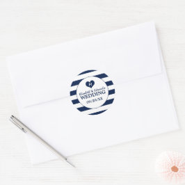 Adesivo Redondo Casamento Azul e Branco do Marinho Quic Moderno