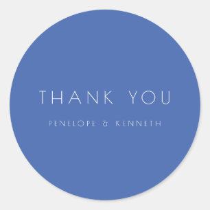 Adesivo Redondo Casamento Azul Moderno Minimalista Francês Obrigad