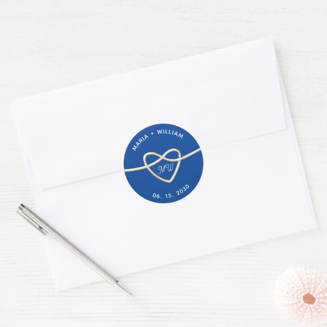 Adesivo Redondo Casamento Azul Real (Envelope)