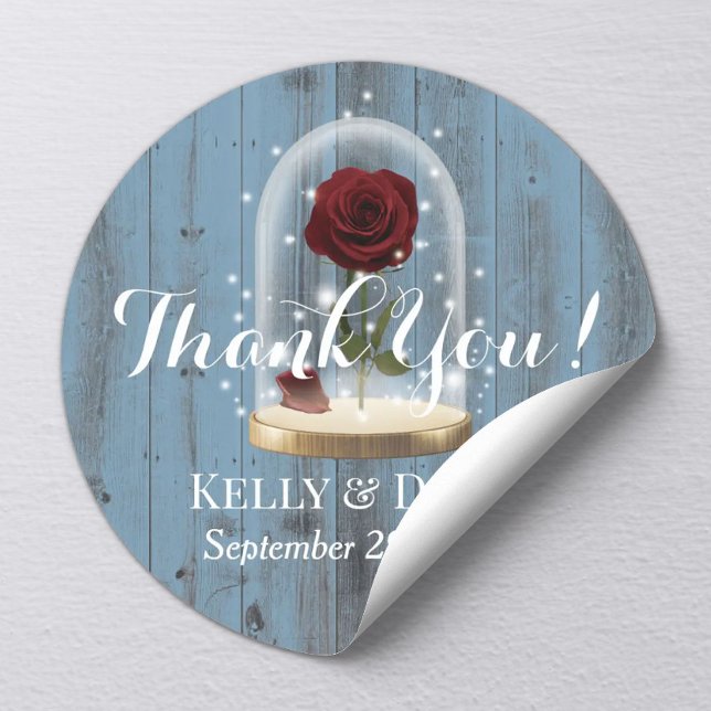 Adesivo Redondo Casamento Azul Rustic Fairytale Rosa Dome Dusty (Criador carregado)