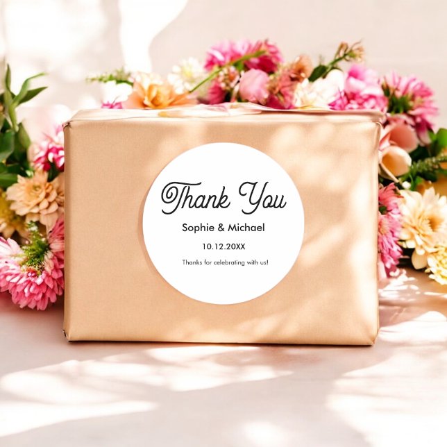 Adesivo Redondo Casamento Black White Obrigado (Criador carregado)