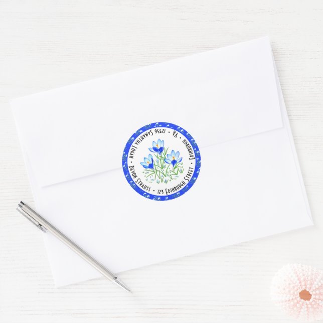 Adesivo Redondo Casamento Blue Crocus (Envelope)