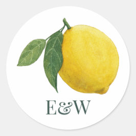 Adesivo Redondo Casamento Botânico Elegante Lemon