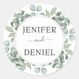Adesivo Redondo Casamento Botânico Eucalyptus Greenery