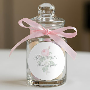 Adesivo Redondo Casamento Botânico Rosa Francês Chic Romântico