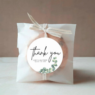 Adesivo Redondo Casamento Botânico Rustic Eucalyptus Greenery