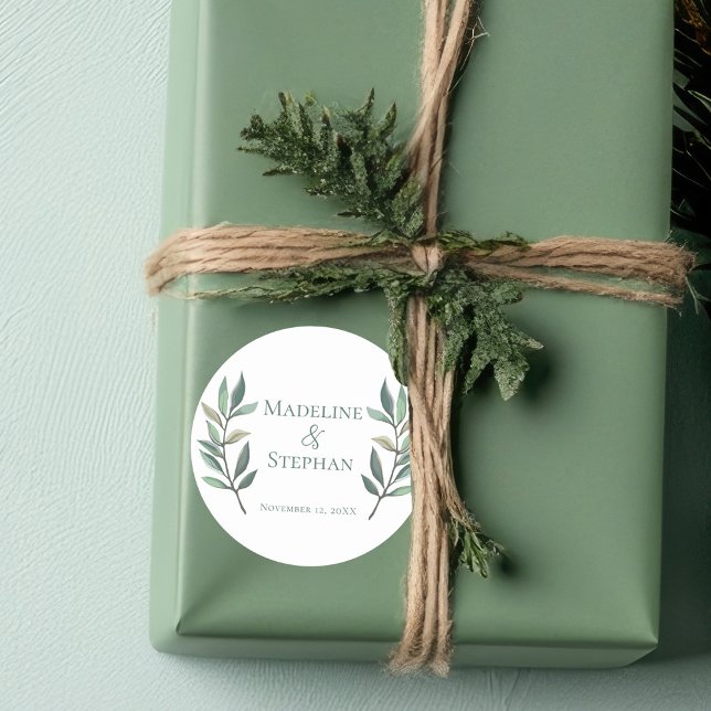 Adesivo Redondo Casamento Botânico Simplesmente Elegante Eucalyptu (Criador carregado)