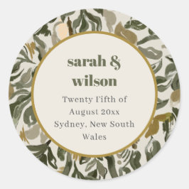 Adesivo Redondo Casamento Botânico Verde Arco Retroativo Rustic Bo