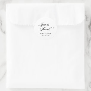 Adesivo Redondo Casamento Branco da Caligrafia Minimalista Elegant