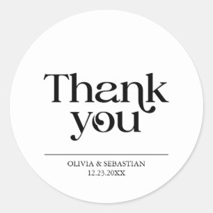 Adesivo Redondo Casamento Branco da Tipografia Minimalista Moderna