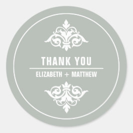 Adesivo Redondo Casamento Branco De Cinzas Ornamentais Vintage Obr