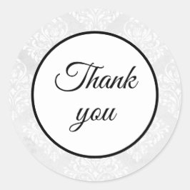 Adesivo Redondo Casamento Branco Do Damask Elegante Obrigado Simpl