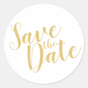 Adesivo Redondo Casamento Branco e Dourado de Script Moderno Salve