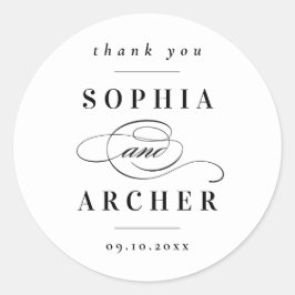 Adesivo Redondo Casamento Branco e Negro Clássico