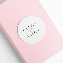 Adesivo Redondo Casamento Branco Elegante Clássico Ampersand