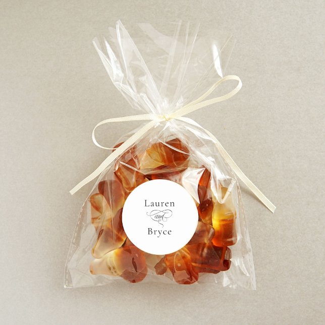 Adesivo Redondo Casamento Branco Elegante Mínimo Simples (Criador carregado)