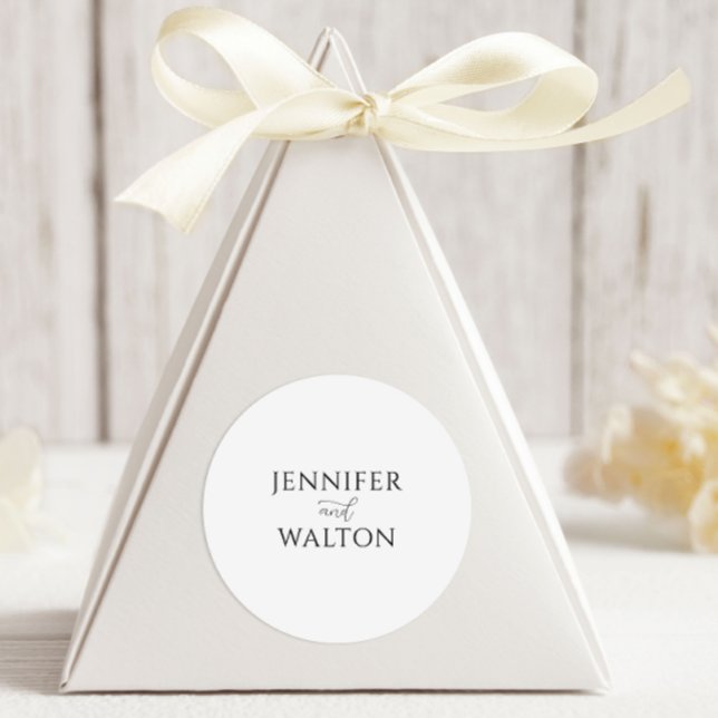 Adesivo Redondo Casamento branco Elegante Simples (Criador carregado)