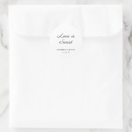 Adesivo Redondo Casamento Branco Formal Minimalista de Script Eleg