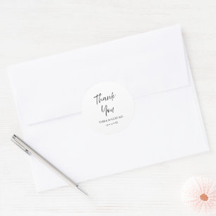 Adesivo Redondo Casamento Branco Mínimo de Caligrafia de Script El