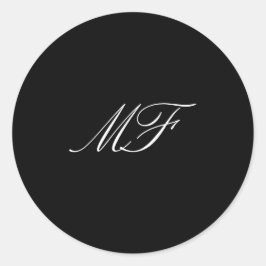 Adesivo Redondo Casamento Branco Negro do Monograma