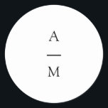 Adesivo Redondo Casamento branco preto-chic com tendências mínimas<br><div class="desc">Monograma Minimalista Típico Típico Típico Clássico de Casamento em Preto e Branco</div>