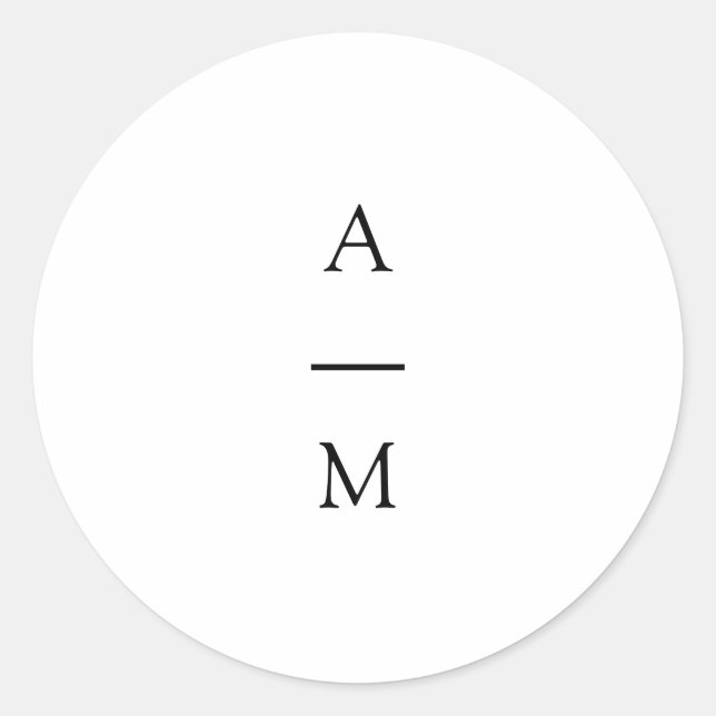 Adesivo Redondo Casamento branco preto-chic com tendências mínimas (Frente)